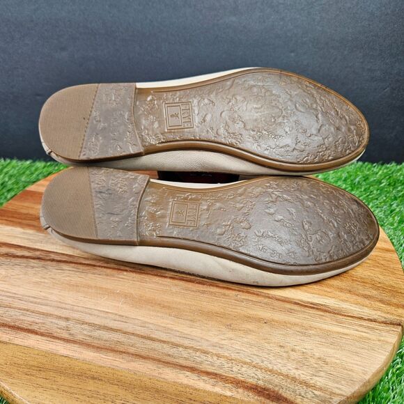 Frye Carson Leather Slip On Ballet Flats Size 8.5 M Beige Brown Round Toe - Picture 12 of 13